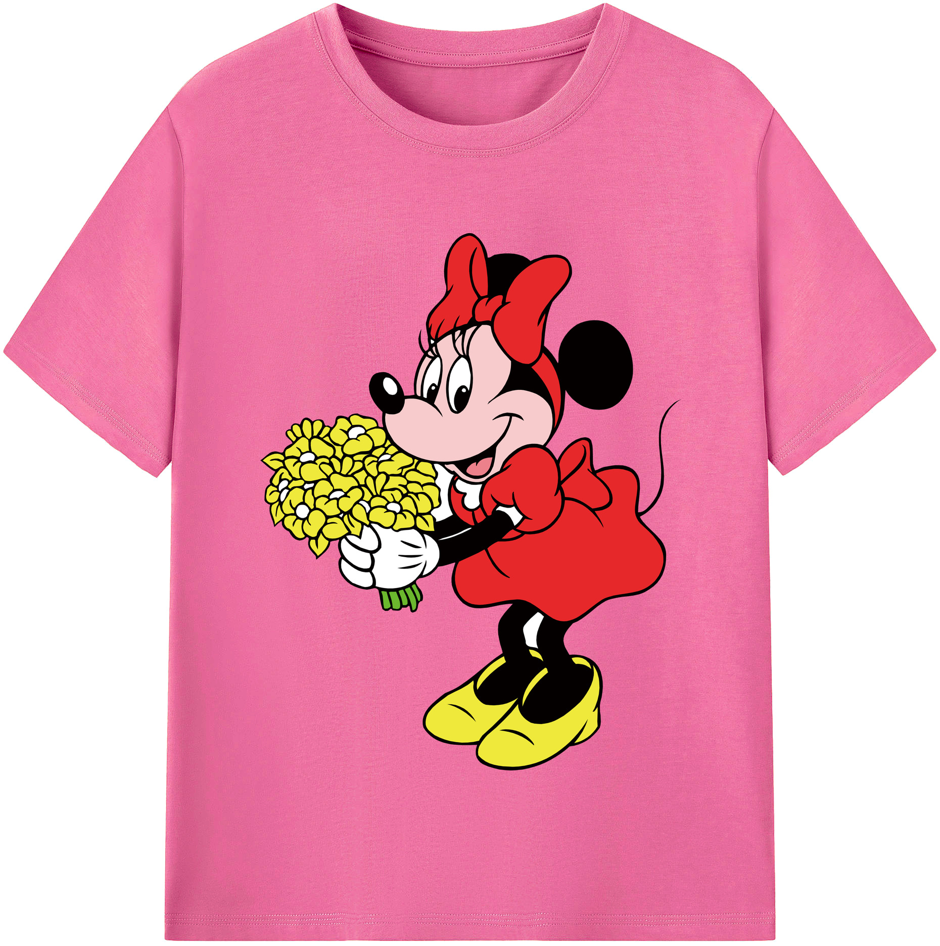 （画像用） ミッキーマウス Mickey Mouse レディースカジュアルプリントTシャツ（綿100％）